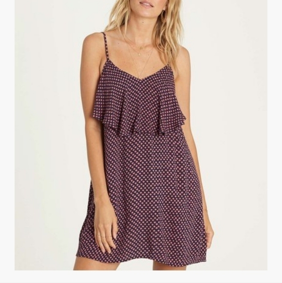 Billabong Deep Sea Mini Dress, Ruffle Neckline Size Small NWT - Picture 1 of 8